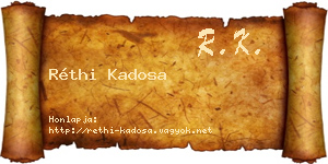 Réthi Kadosa névjegykártya